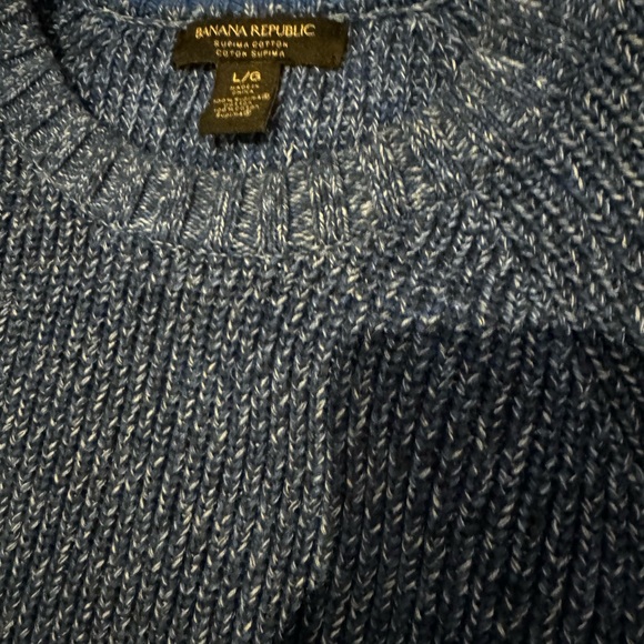 Blue Cotton Knit Sweater - Picture 3 of 3